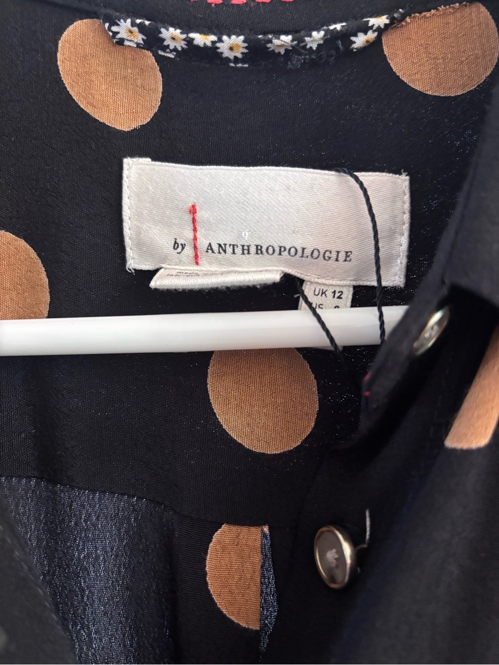 Anthropologie Black Jumpsuit with Tan Polka Dots - Picture 4 of 4